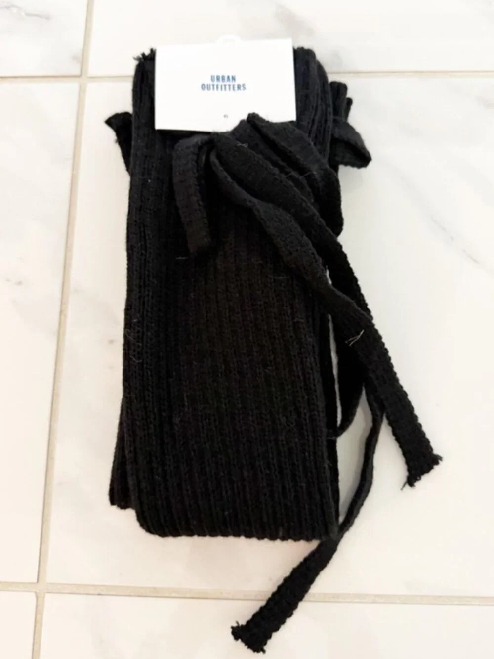 URBAN OUTFITTERS UO Tie Ribbed Knit Leg Warmers BLACK O/S Grunge Streetwear